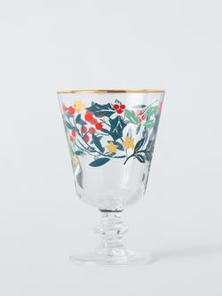 John Lewis Christmas Foliage Short Stem Wine Glass, 280ml, Clear/Multi, Clear