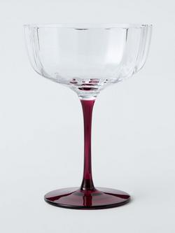 John Lewis Colour Stem Optic Coupe Cocktail Glass, Set of 2, 350ml, Plum - view 2, Clear