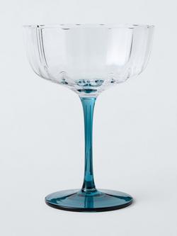 John Lewis Colour Stem Optic Coupe Cocktail Glass, Set of 2, 350ml, Teal - view 2, Clear