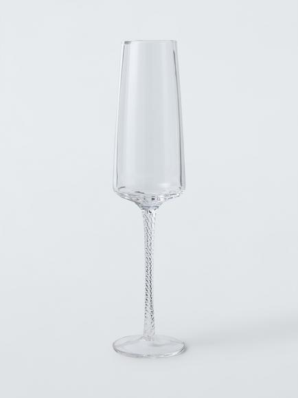 John Lewis Twisted Stem Glass Champagne Flute, Set of 2, 545ml, Clear - view 2, Clear