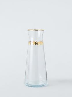 John Lewis Leaf Rim Glass Carafe, 1L, Clear/Gold, Clear