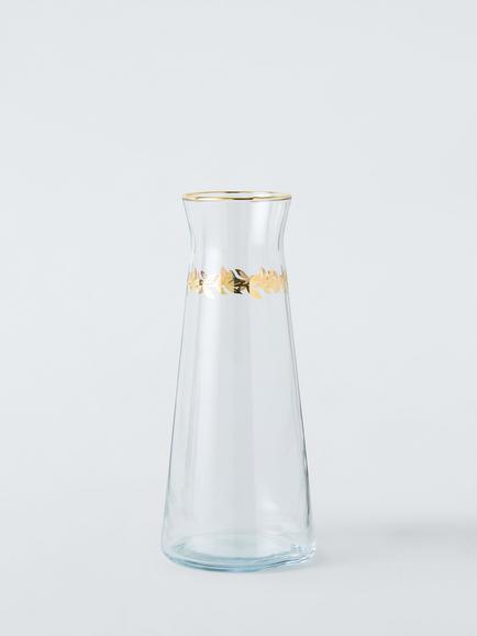 John Lewis Leaf Rim Glass Carafe, 1L, Clear/Gold, Clear