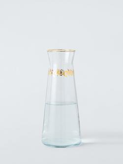 John Lewis Leaf Rim Glass Carafe, 1L, Clear/Gold - view 2, Clear