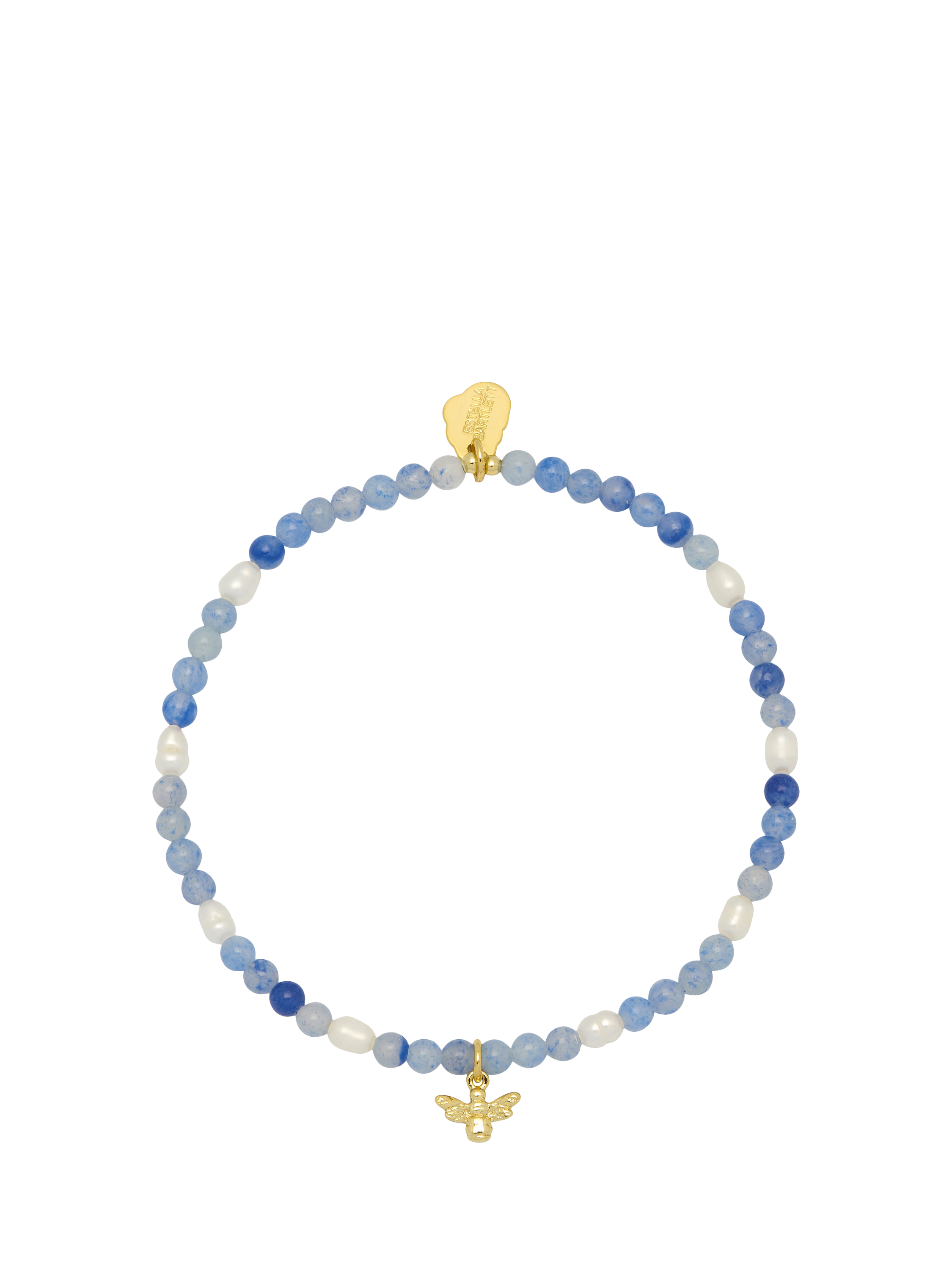 Product image 1 of 3, which shows Estella Bartlett Bee Charm Bead Bracelet, Blue/Gold
