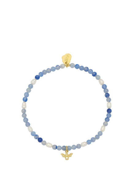 Estella Bartlett Bee Charm Bead Bracelet, Blue/Gold, Blue
