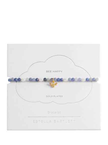 Estella Bartlett Bee Charm Bead Bracelet, Blue/Gold - view 2, Blue