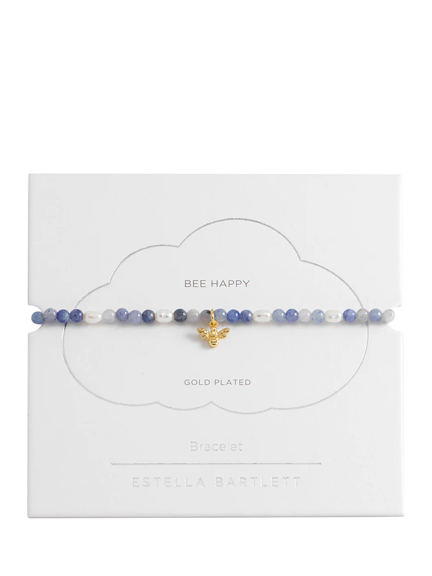 Product image 3 of 3, which shows Estella Bartlett Bee Charm Bead Bracelet, Blue/Gold