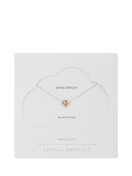 Estella Bartlett Triple Dainty Star Charm Necklace, Gold/Silver - view 2, Silver