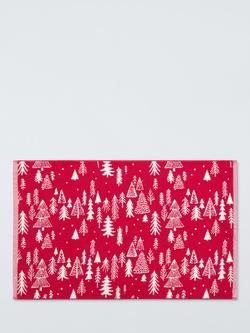 John Lewis Christmas Tree Bath Mat, Red/White, 