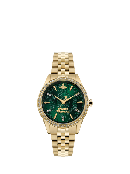 Vivienne Westwood VV327 Little Wallace Women's Bracelet Strap Watch, Gold/Green