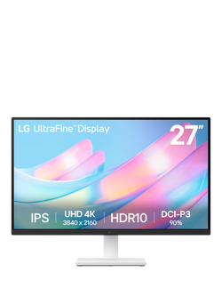 LG 27US550-W 4K Ultra HD HDR Monitor, 27”, White, White
