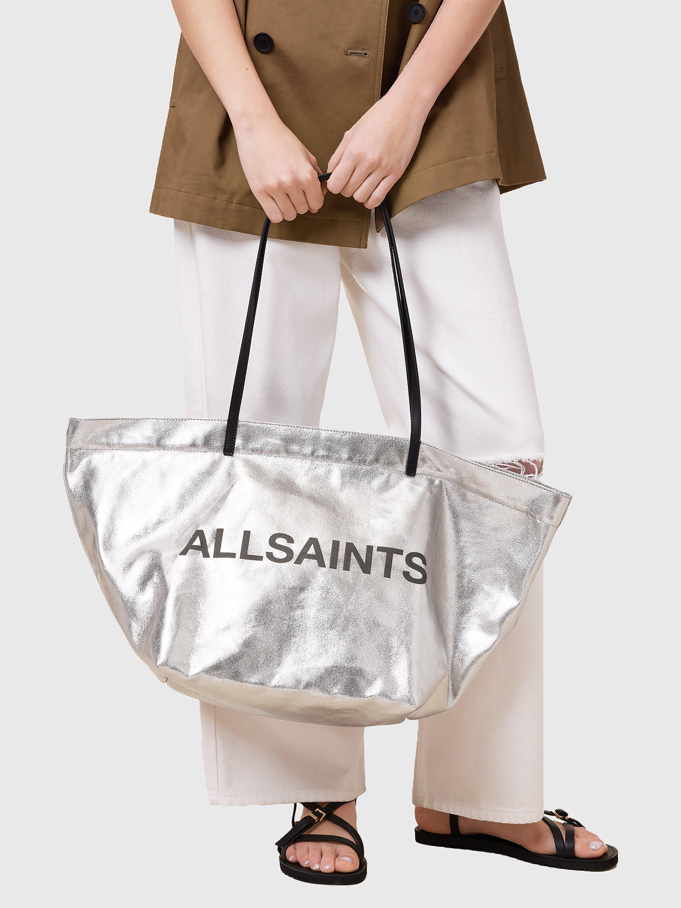 Product image 5 of 6, which shows AllSaints Serafina Canvas Tote Bag, Silver