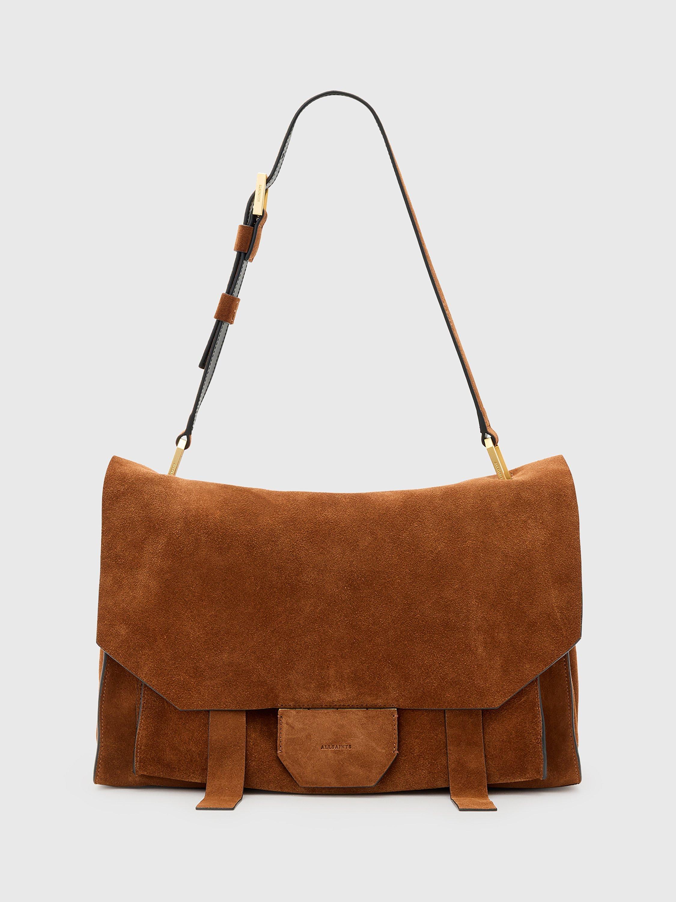 AllSaints Ursa Suede Satchel Bag, Cognac