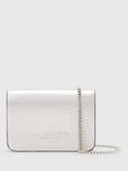 AllSaints Honore Metallic Leather Crossbody Bag, Silver
