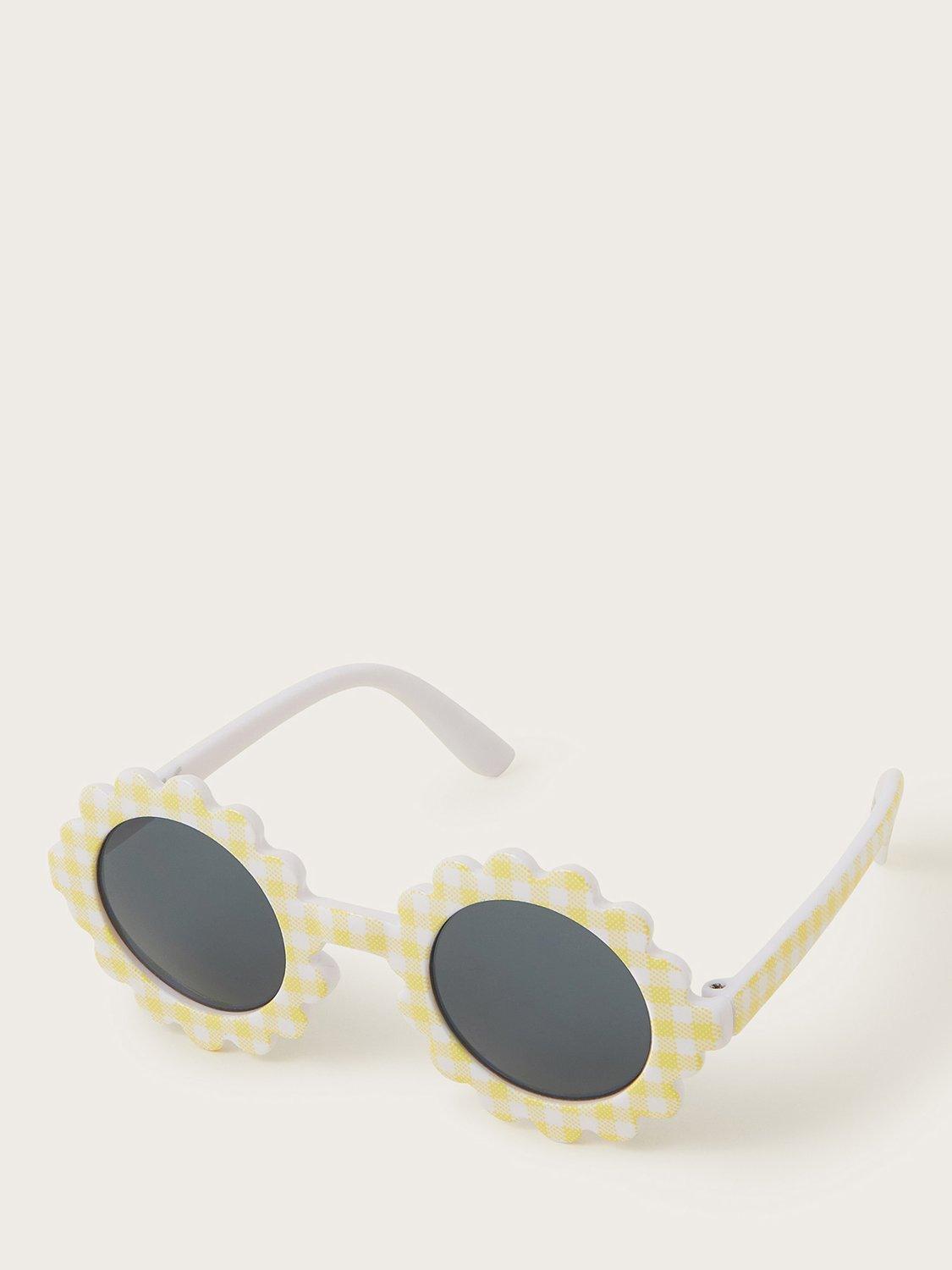Product image 1 of 2, which shows Monsoon Baby Gingham Sunglasses, Yellow/Grey