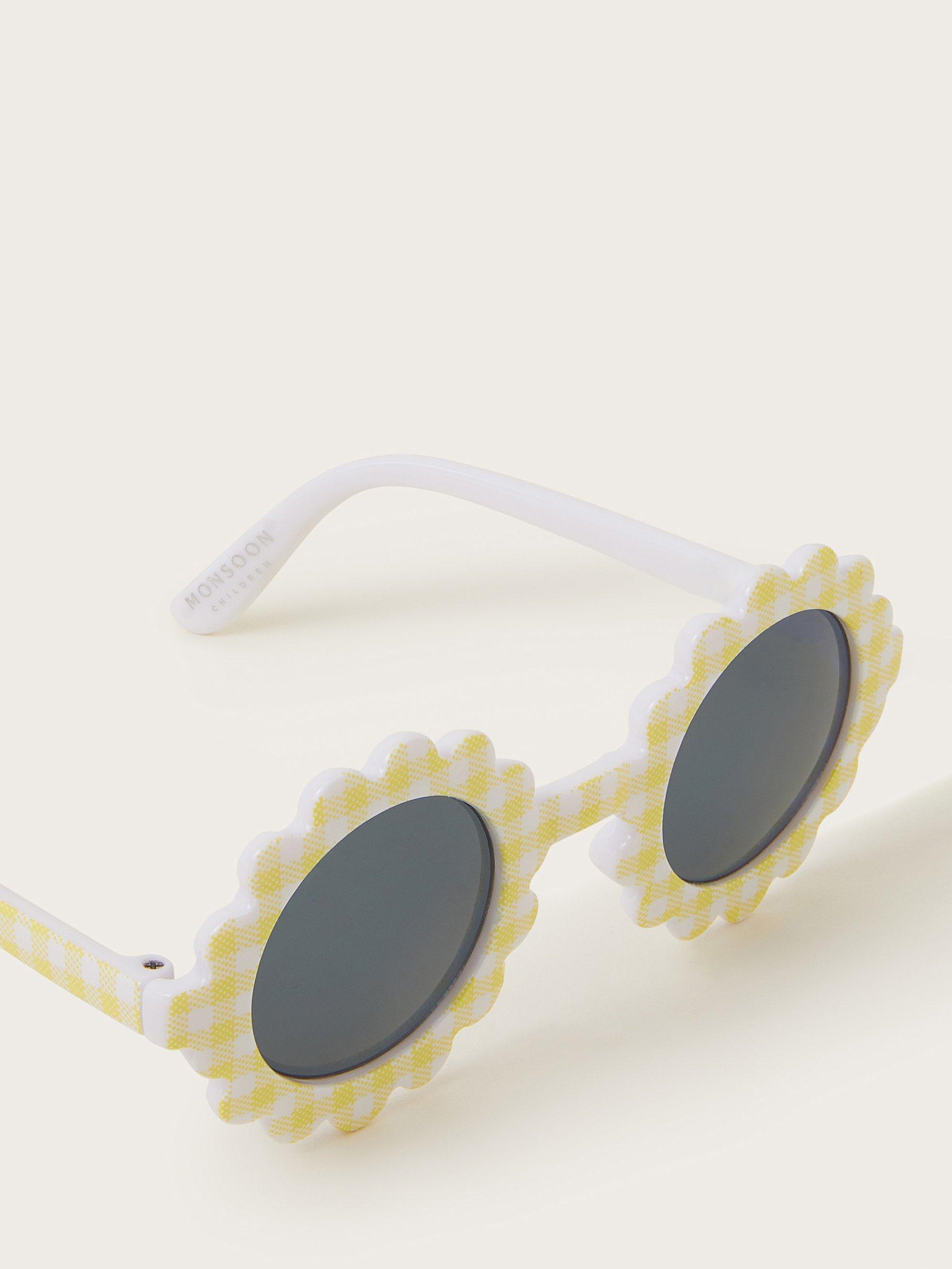 Product image 2 of 2, which shows Monsoon Baby Gingham Sunglasses, Yellow/Grey