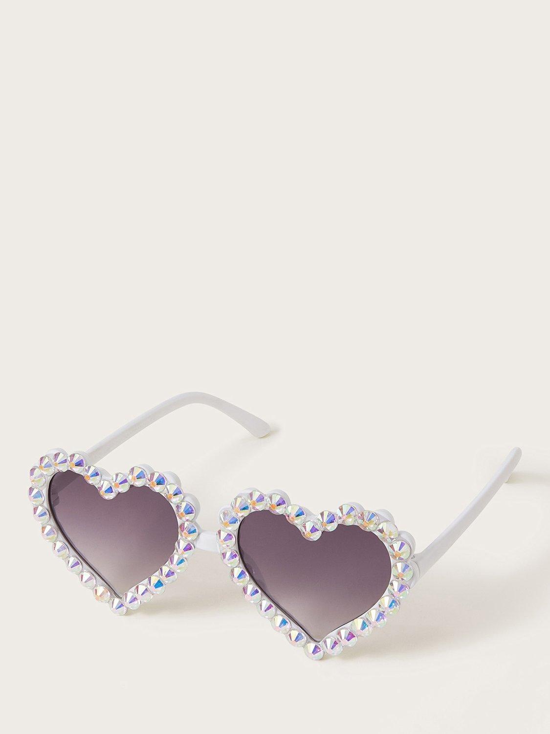 Product image 1 of 2, which shows Monsoon Kids' Rhinestone Heart Sunglasses, White/Purple Gradient