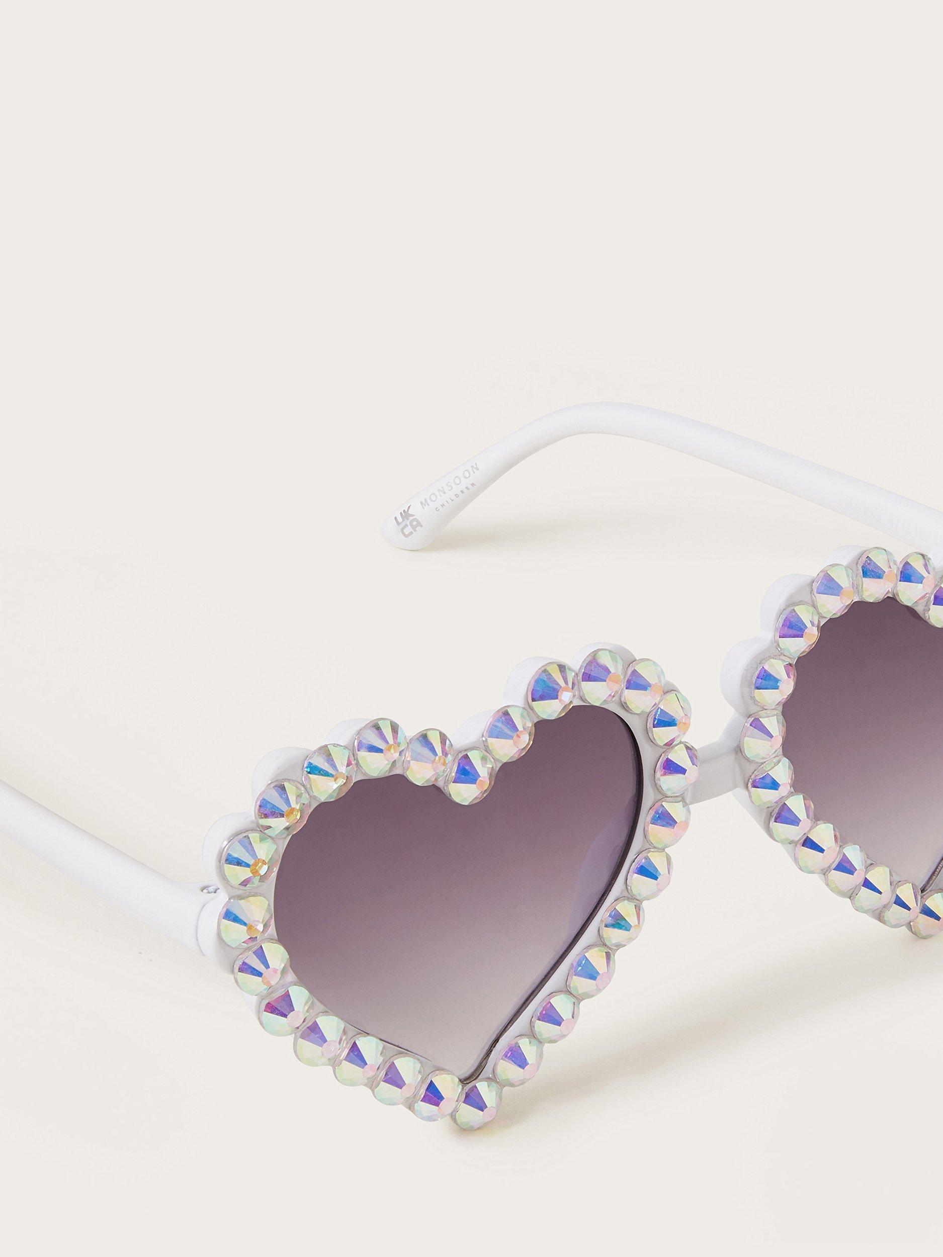 Product image 2 of 2, which shows Monsoon Kids' Rhinestone Heart Sunglasses, White/Purple Gradient