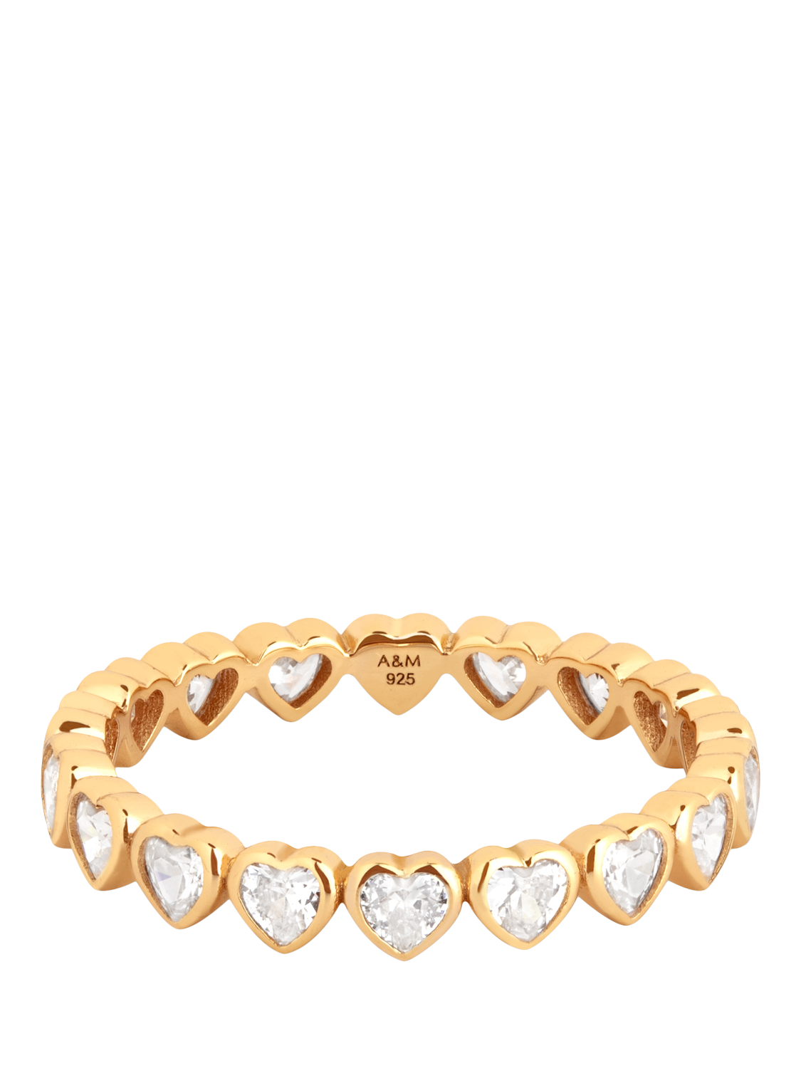 Product image 1 of 6, which shows Astrid & Miyu Heart Bezel Band Ring, Gold, Size L