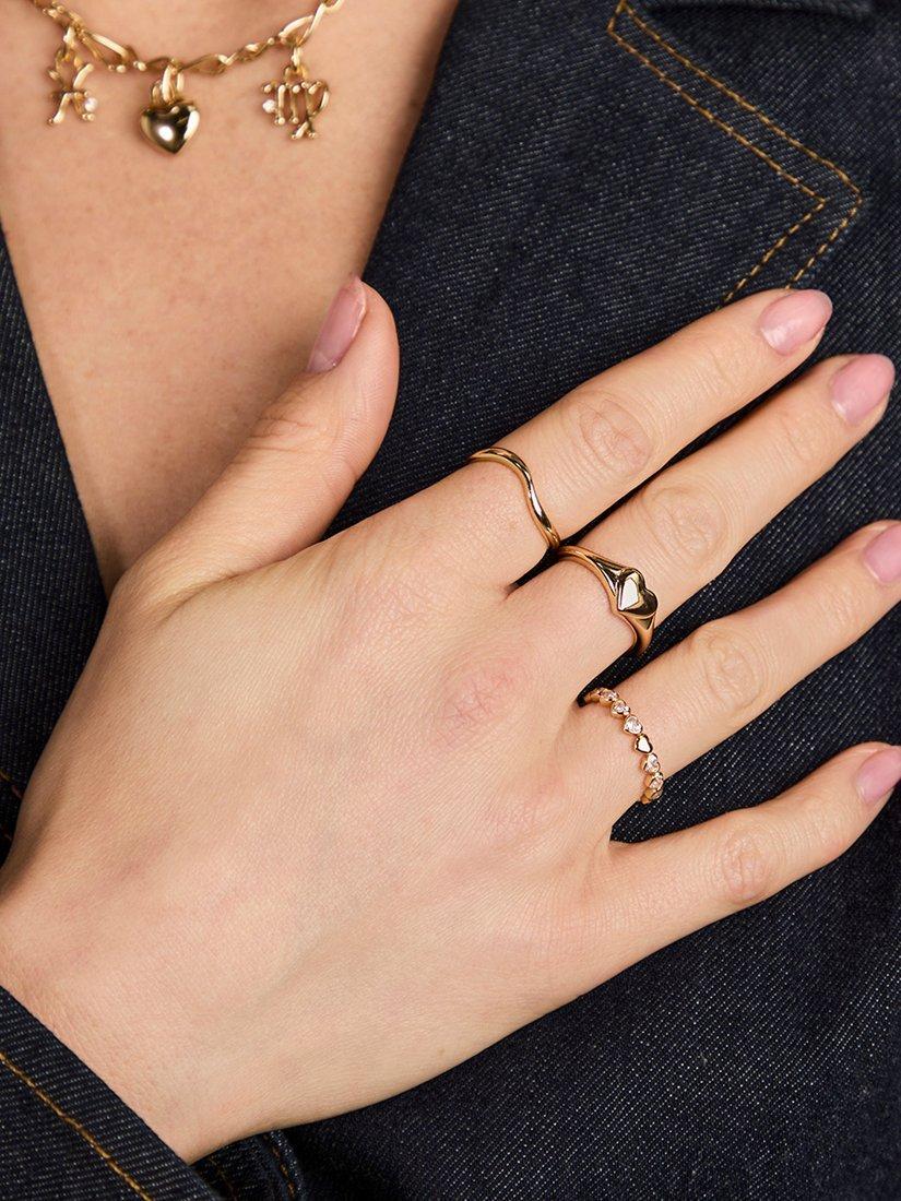 Product image 2 of 6, which shows Astrid & Miyu Heart Bezel Band Ring, Gold, Size L