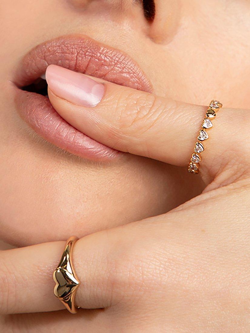 Product image 5 of 6, which shows Astrid & Miyu Heart Bezel Band Ring, Gold, Size L