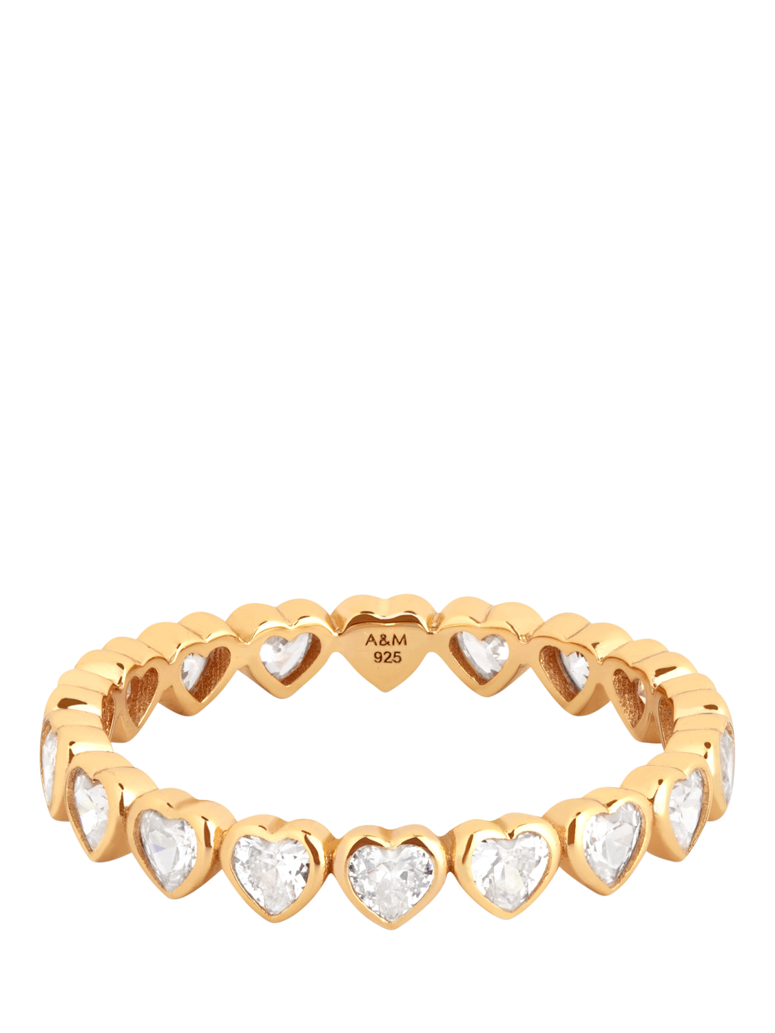 Product image 1 of 6, which shows Astrid & Miyu Heart Bezel Band Ring, Gold, Size N