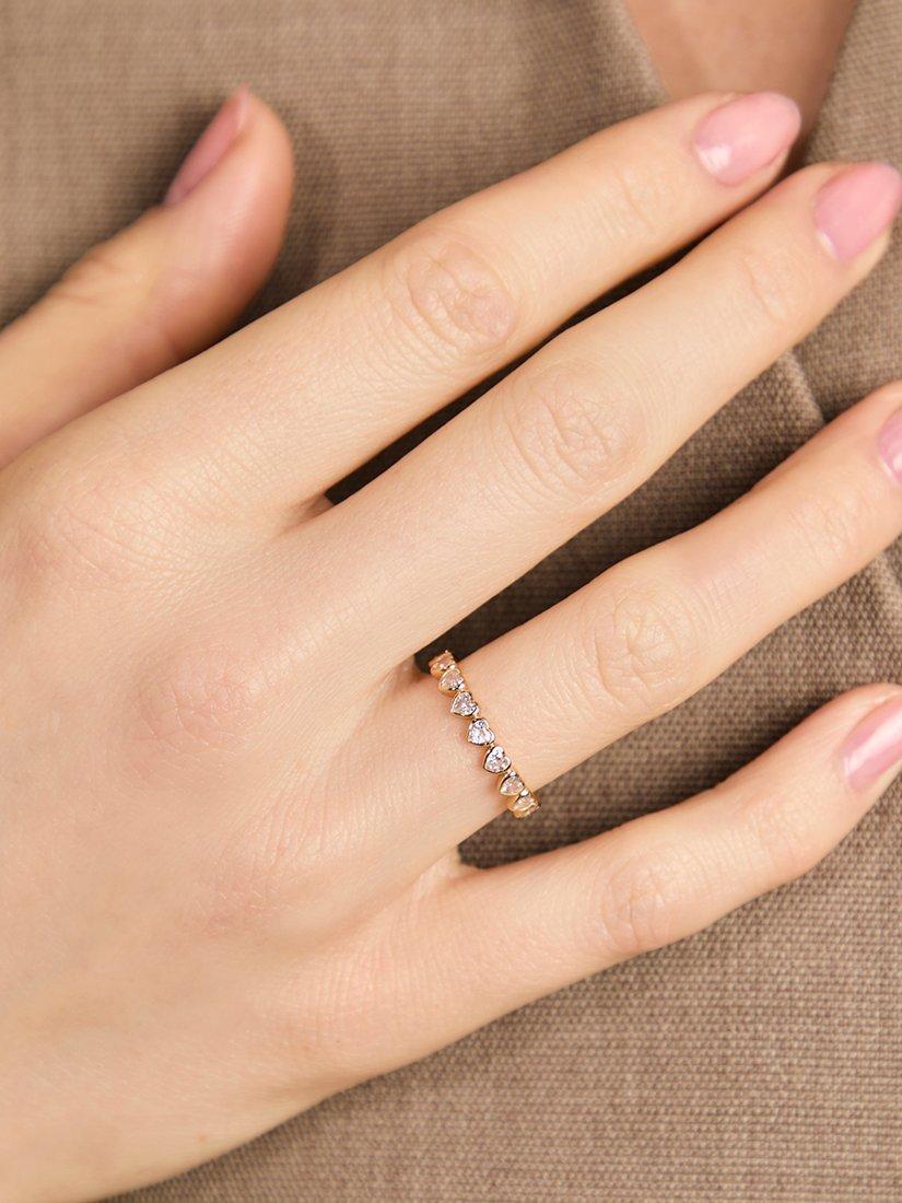 Product image 2 of 6, which shows Astrid & Miyu Heart Bezel Band Ring, Gold, Size N