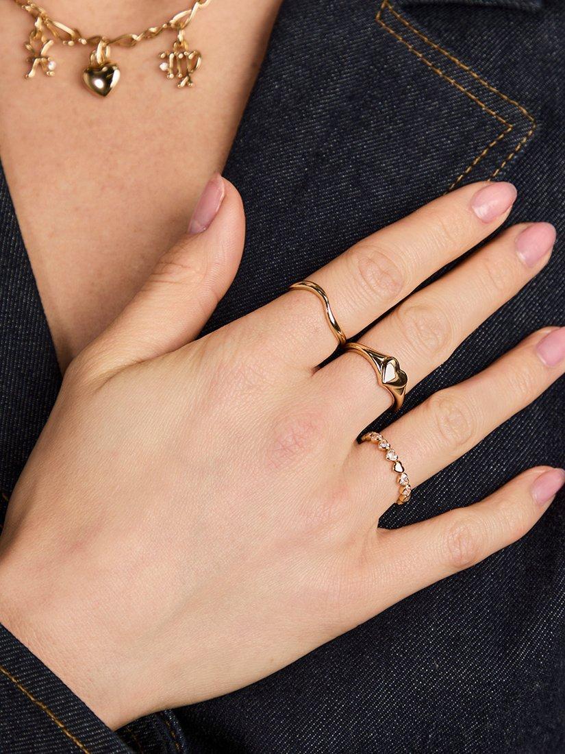 Product image 3 of 6, which shows Astrid & Miyu Heart Bezel Band Ring, Gold, Size N