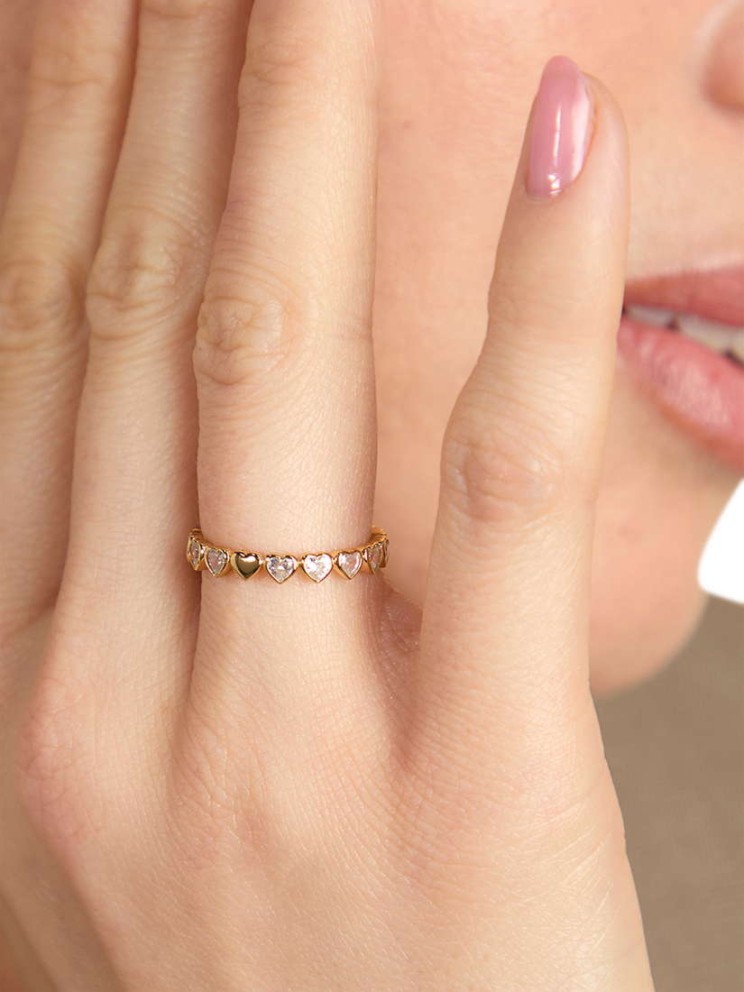Product image 6 of 6, which shows Astrid & Miyu Heart Bezel Band Ring, Gold, Size N