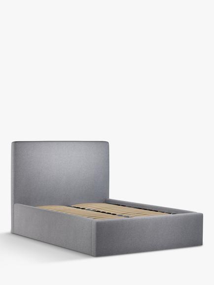 John Lewis Emily Ottoman Storage Upholstered Bed Frame, King Size - view 2, Brushed Tweed Grey