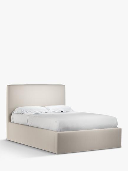 John Lewis Emily Ottoman Storage Upholstered Bed Frame, Super King Size, Cotton Effect Beige