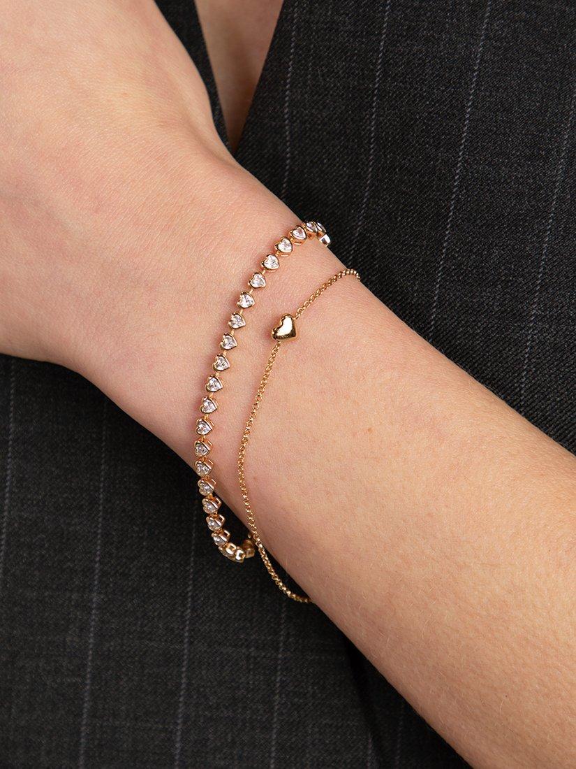 Product image 2 of 4, which shows Astrid & Miyu Crystal Hearts Tennis Bracelet, Gold