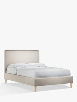 John Lewis Emily Upholstered Bed Frame, Small Double - view 2, Cotton Effect Beige