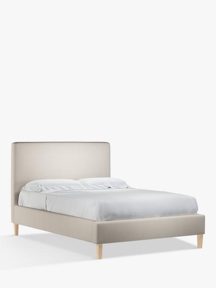 John Lewis Emily Upholstered Bed Frame, King Size - view 2, Cotton Effect Beige