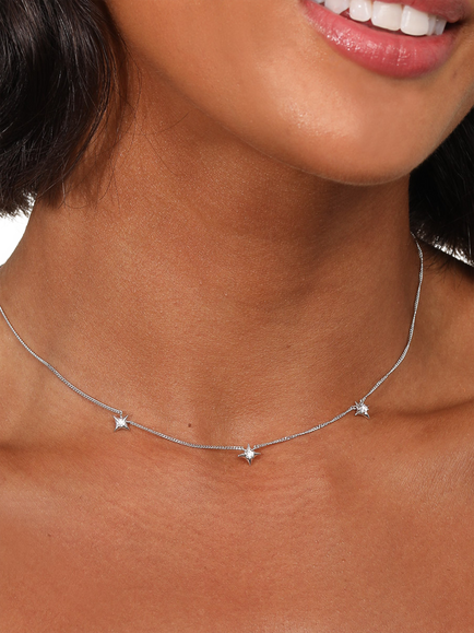 Astrid & Miyu Cosmic Star Charm Necklace - view 2, Silver