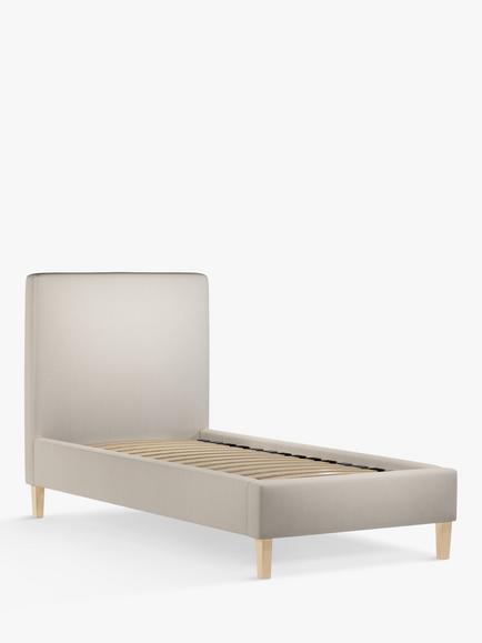 John Lewis Emily Upholstered Bed Frame, Single, Cotton Effect Beige