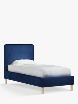 John Lewis Emily Upholstered Bed Frame, Single - view 2, Deep Velvet Royal