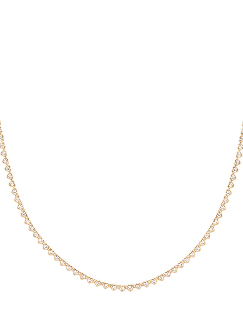 Product image 1 of 5, which shows Astrid & Miyu Heart Bezel Tennis Necklace, Gold