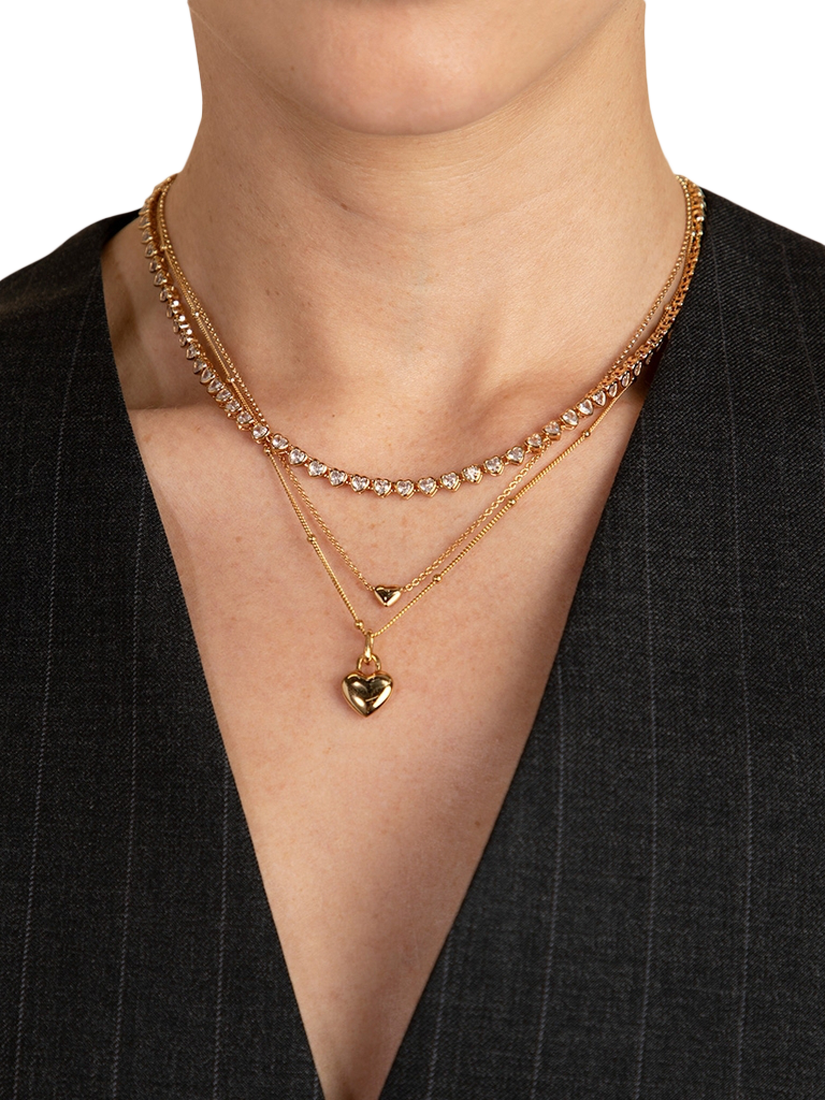 Product image 3 of 5, which shows Astrid & Miyu Heart Bezel Tennis Necklace, Gold