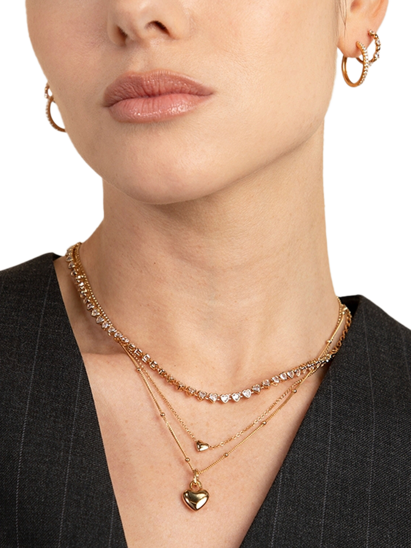 Product image 4 of 5, which shows Astrid & Miyu Heart Bezel Tennis Necklace, Gold