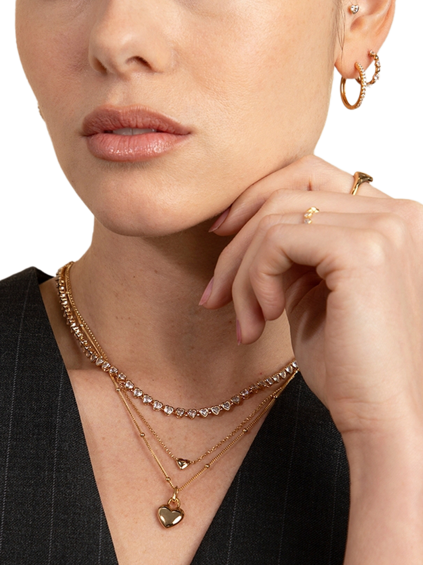 Product image 5 of 5, which shows Astrid & Miyu Heart Bezel Tennis Necklace, Gold