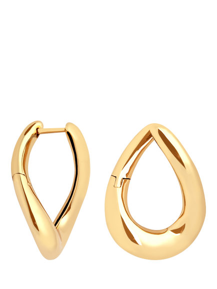 Astrid & Miyu Molten Large Hoop Earrings, Yellow Gold