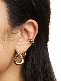 Astrid & Miyu Molten Large Hoop Earrings - view 2, Yellow Gold