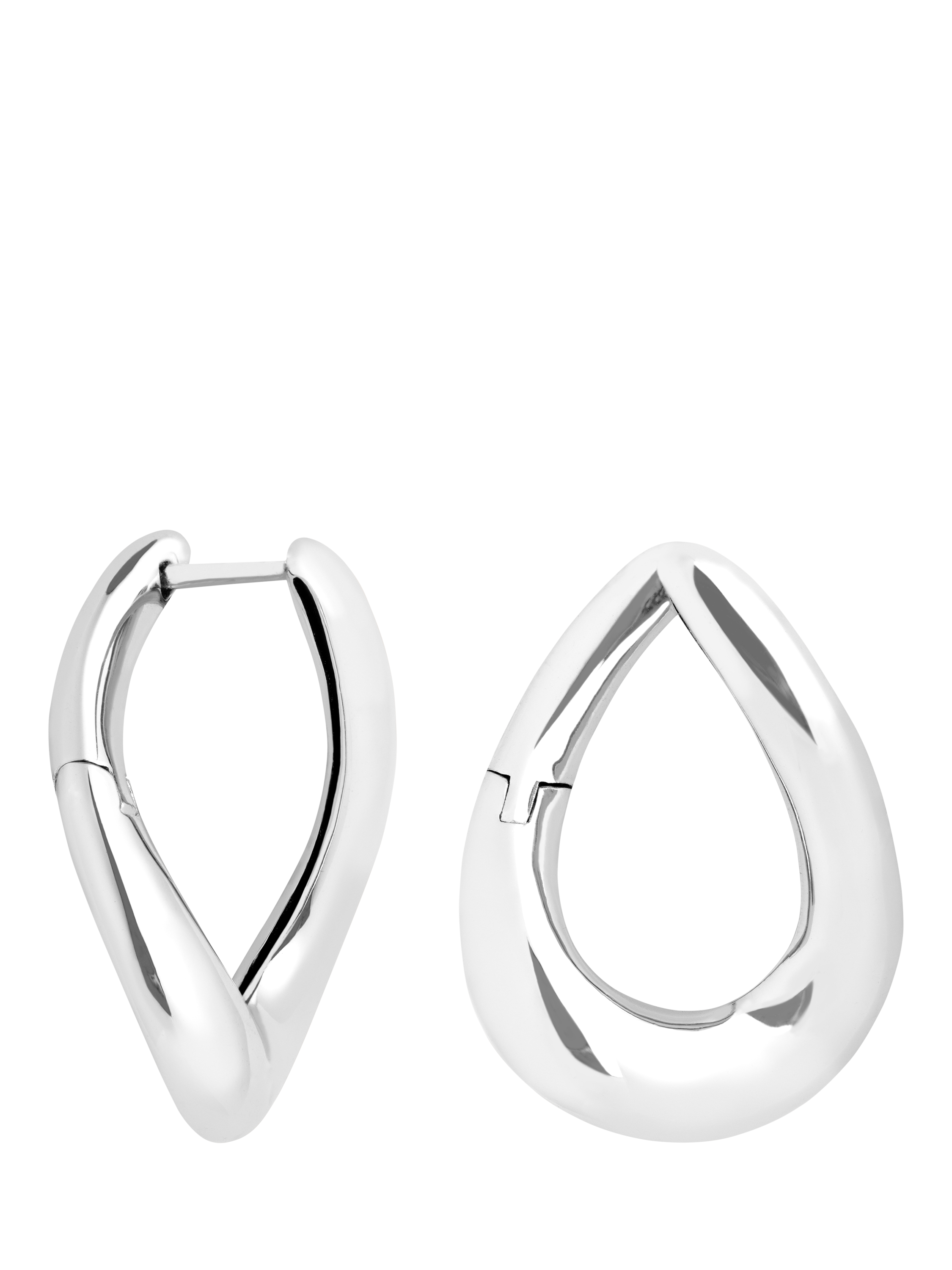 Product image 1 of 2, which shows Astrid & Miyu Molten Large Hoop Earrings, Silver