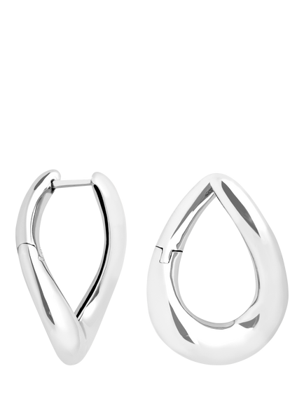 Astrid & Miyu Molten Large Hoop Earrings, Silver