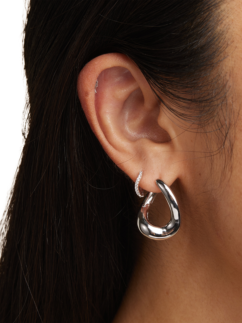 Product image 2 of 2, which shows Astrid & Miyu Molten Large Hoop Earrings, Silver