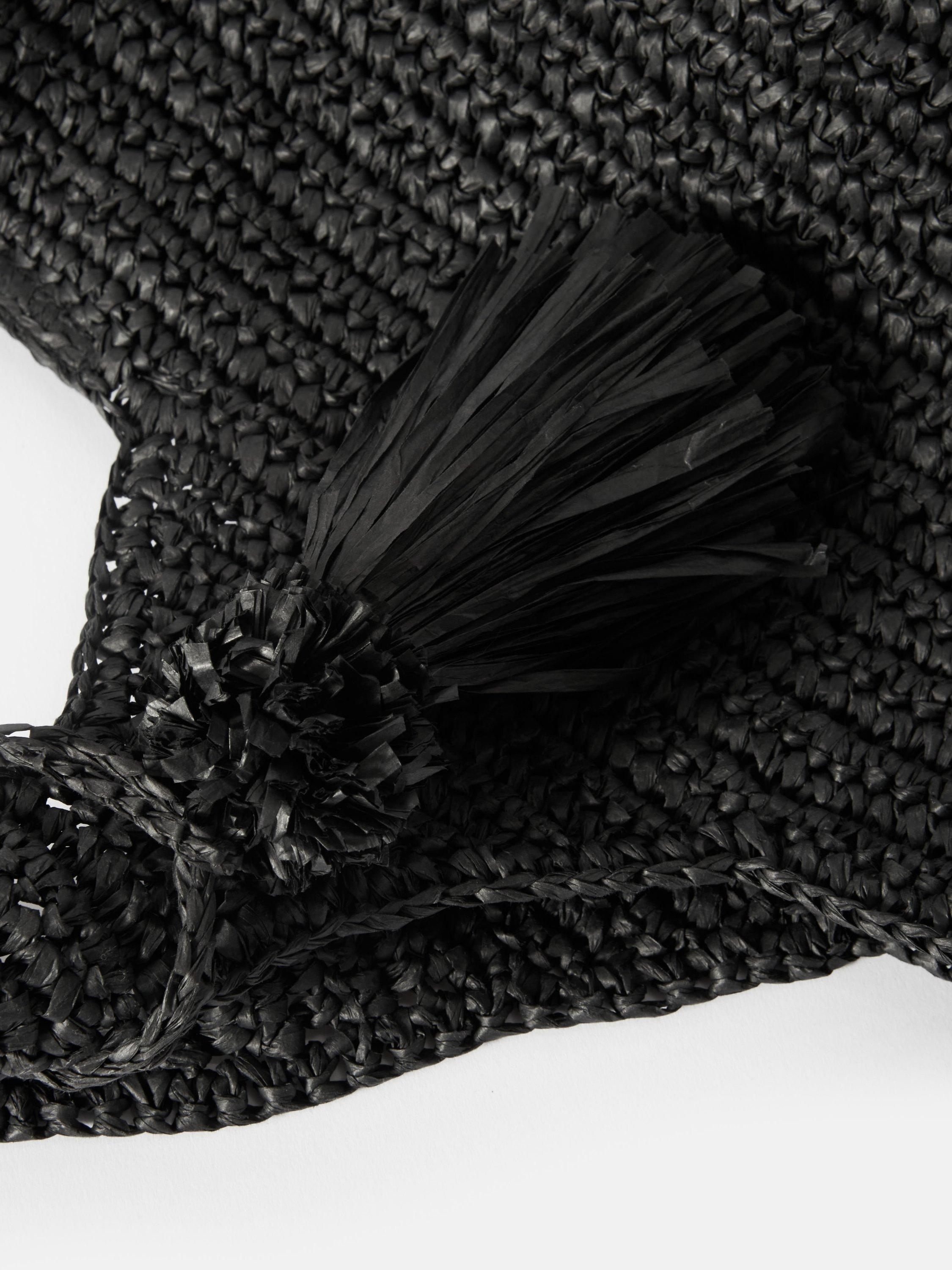 Product image 6 of 6, which shows Mint Velvet Fay Straw Oversized Tote Bag, Black