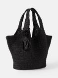 Mint Velvet Fay Straw Oversized Tote Bag, Black