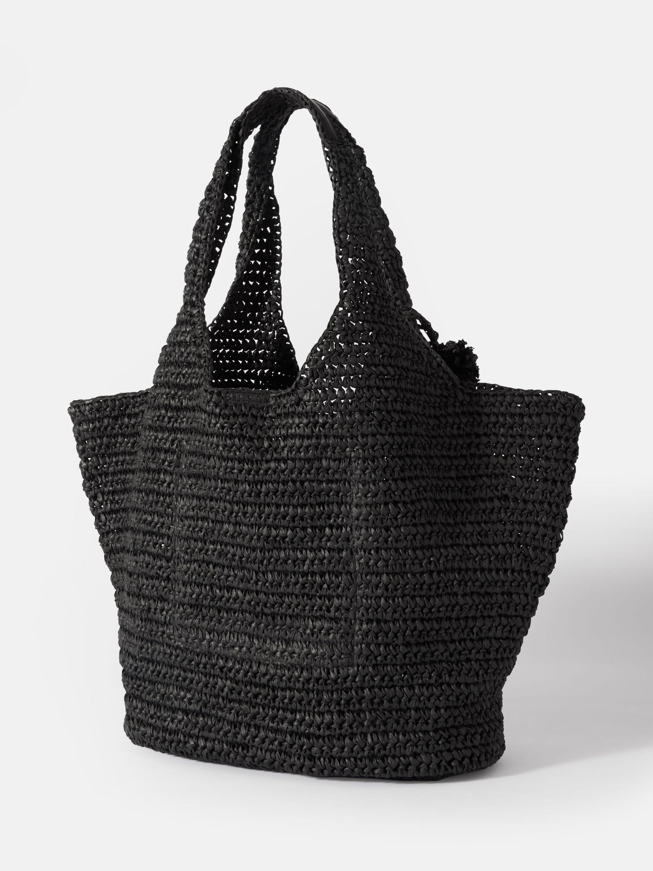 Product image 3 of 6, which shows Mint Velvet Fay Straw Oversized Tote Bag, Black