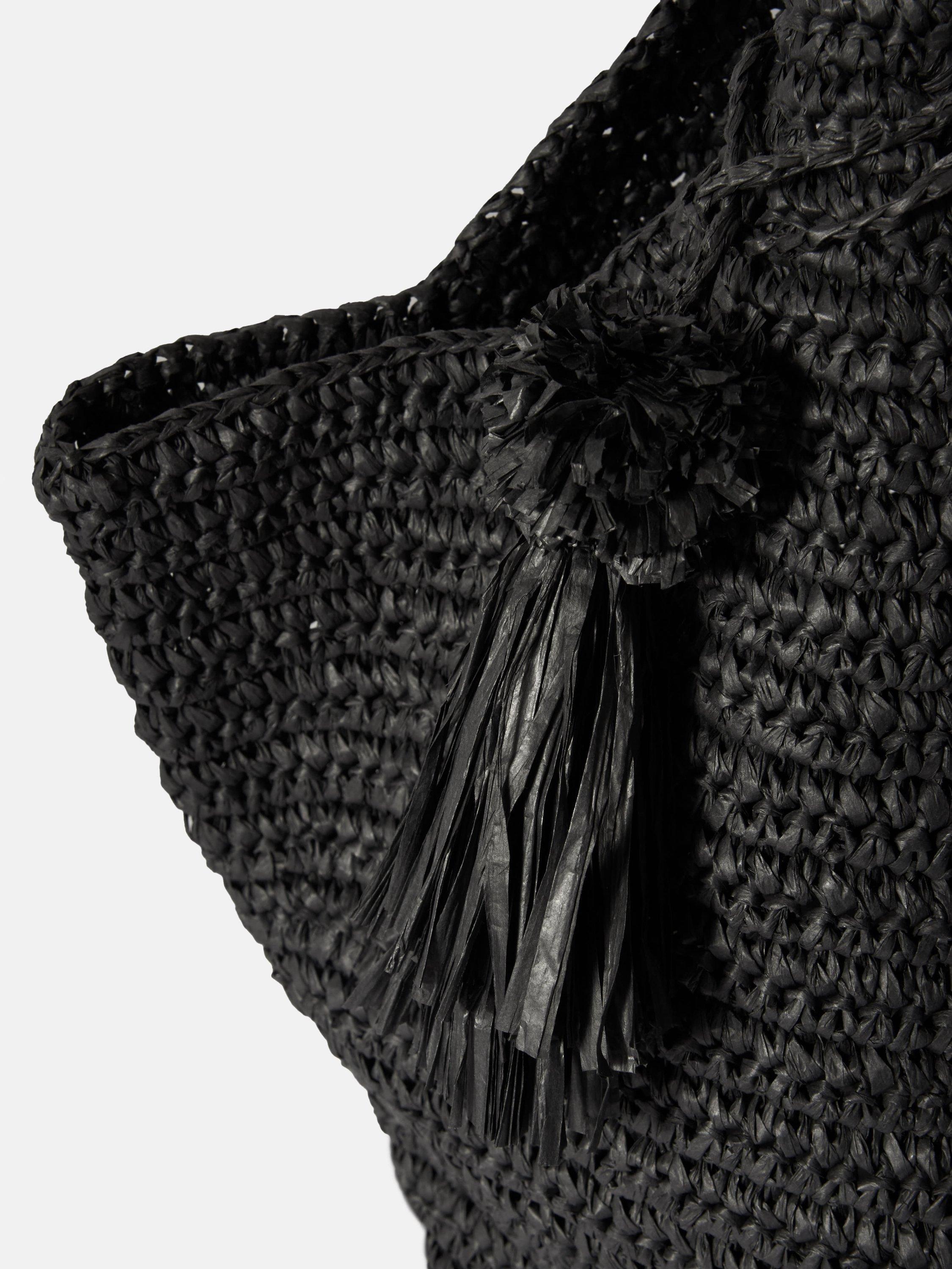 Product image 4 of 6, which shows Mint Velvet Fay Straw Oversized Tote Bag, Black